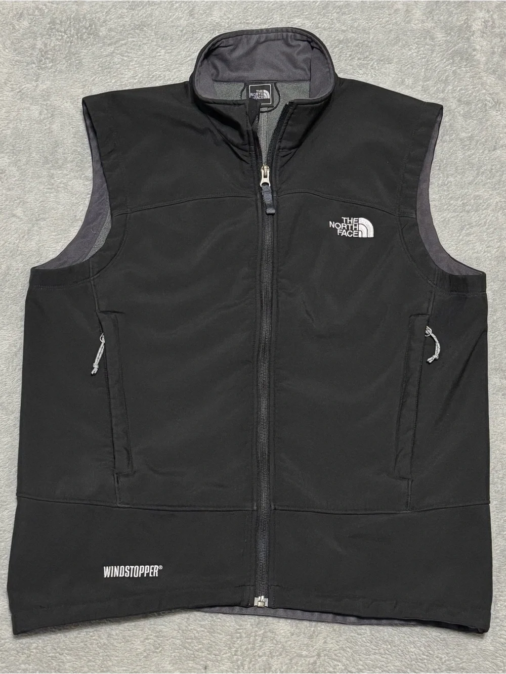 The North Face WindStopper Soft Shell Fleece Lined Vest Mens M Black Full Zip